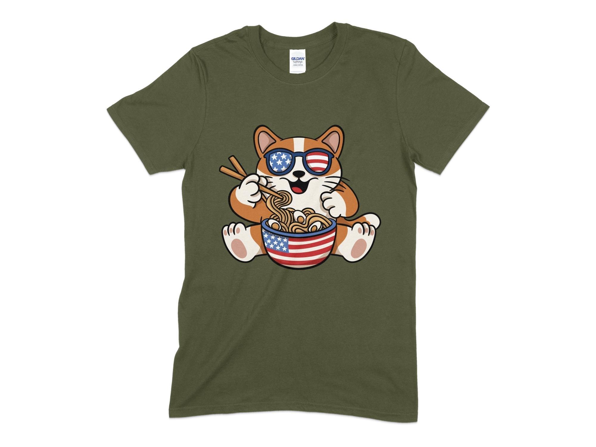 USA Cat Ramen Unisex T-Shirt-Tinted Tees